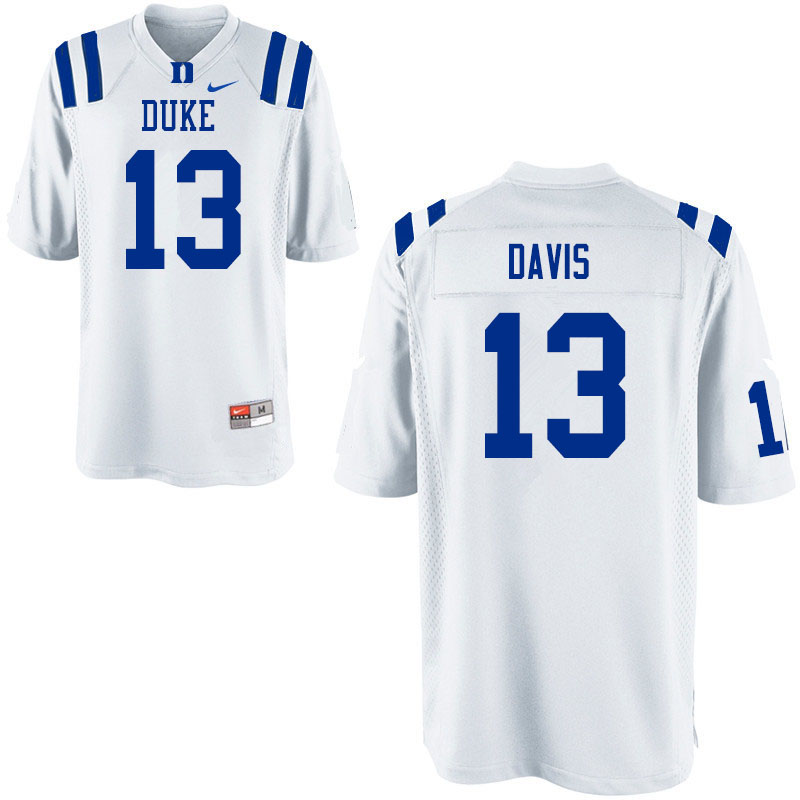 Mens Duke Blue Devils #13 Tony Davis Nike White College Stitched Football Jersey