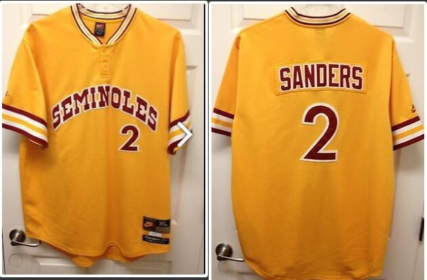 Florida State Seminoles #2 Deion Sanders Gold Two-Button Pullover Baseball Retro Jersey