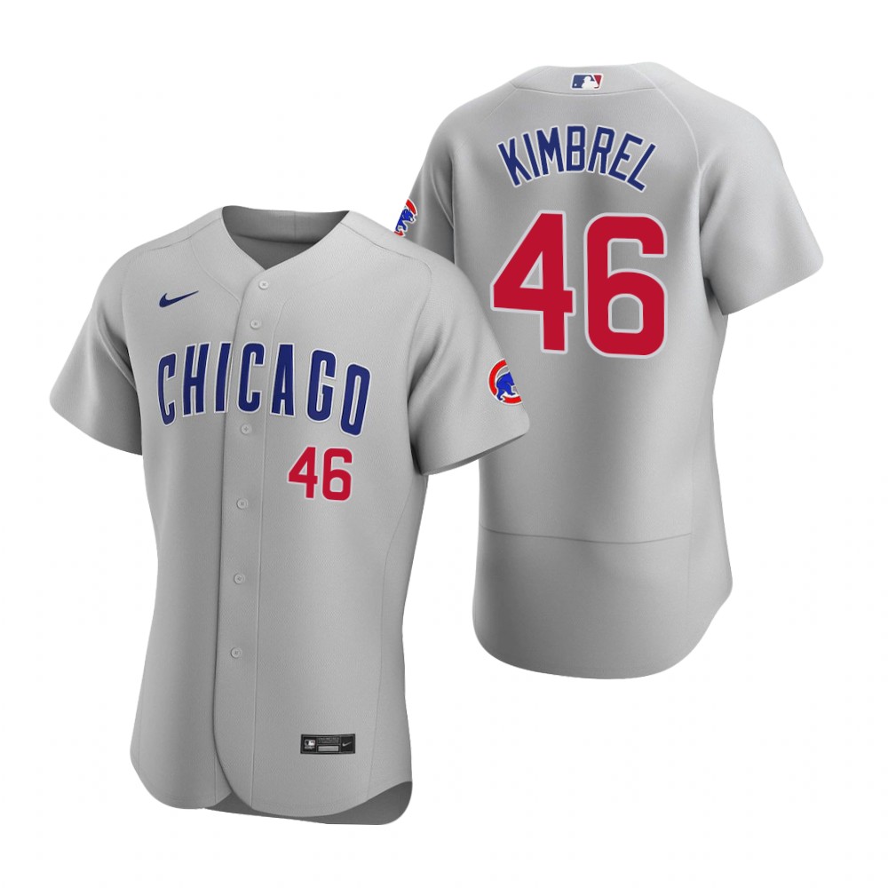 Mens Chicago Cubs #46 Craig Kimbrel Nike Gray Road FlexBase Jersey