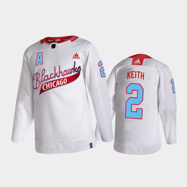 Mens Chicago Blackhawks #2 Duncan Keith Adidas White One Community Night Jersey