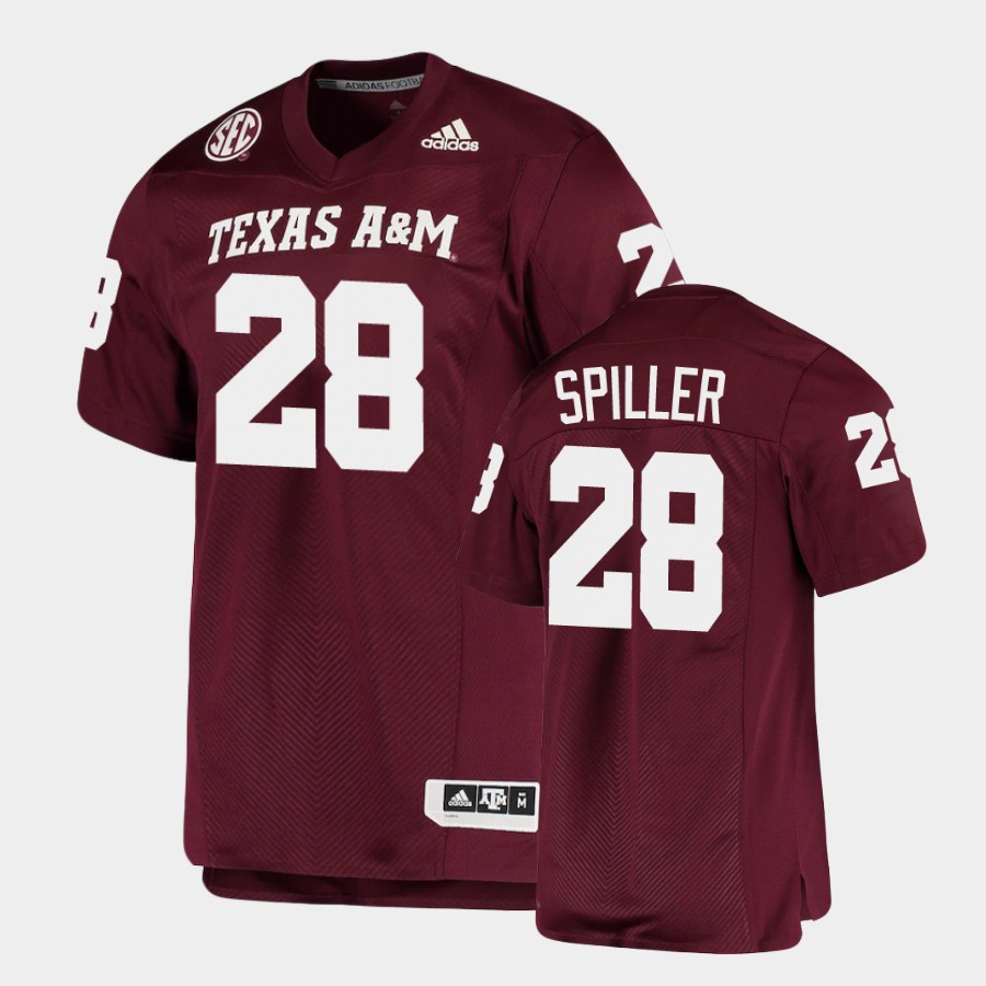 Mens Texas A&M Aggies #28 Isaiah Spiller Adidas Maroon Football Game Jersey