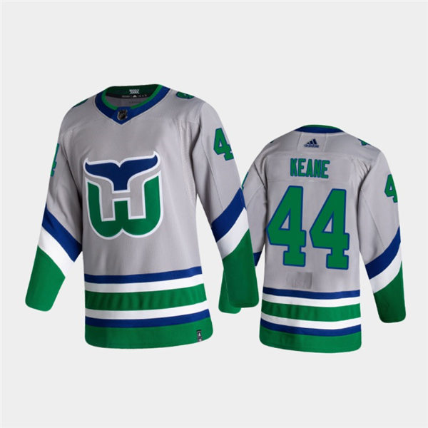 Mens Carolina Hurricanes #44 Joey Keane  ilvery grey Adidas 2021 NHL REVERSE RETRO JERSEYS