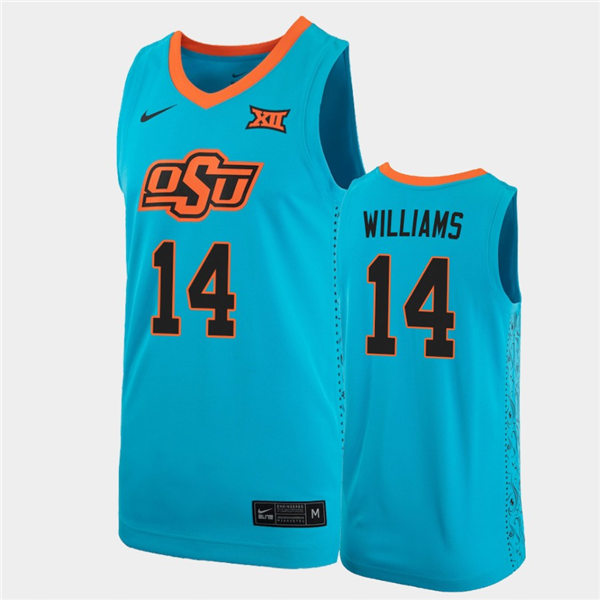 Men's Oklahoma State Cowboys #14 Bryce Williams Nike Turquoise  Alternate College Basketball Jersey