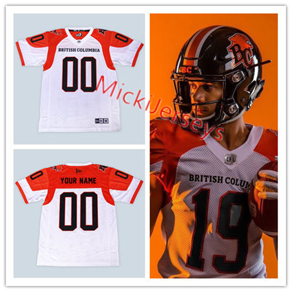 Men's Youth CFL BC Lions Custom 2019 New Era White Away Football Jersey