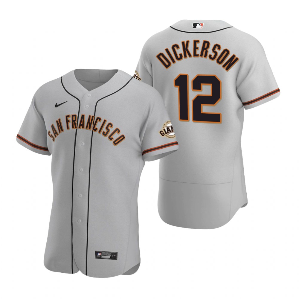Mens San Francisco Giants #12 Alex Dickerson Nike Gray Road Flex Base Jersey