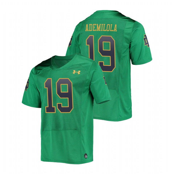 Men's Notre Dame Fighting Irish #19 Justin Ademilola Green Alternate Under Armour Stitched College Football Jersey