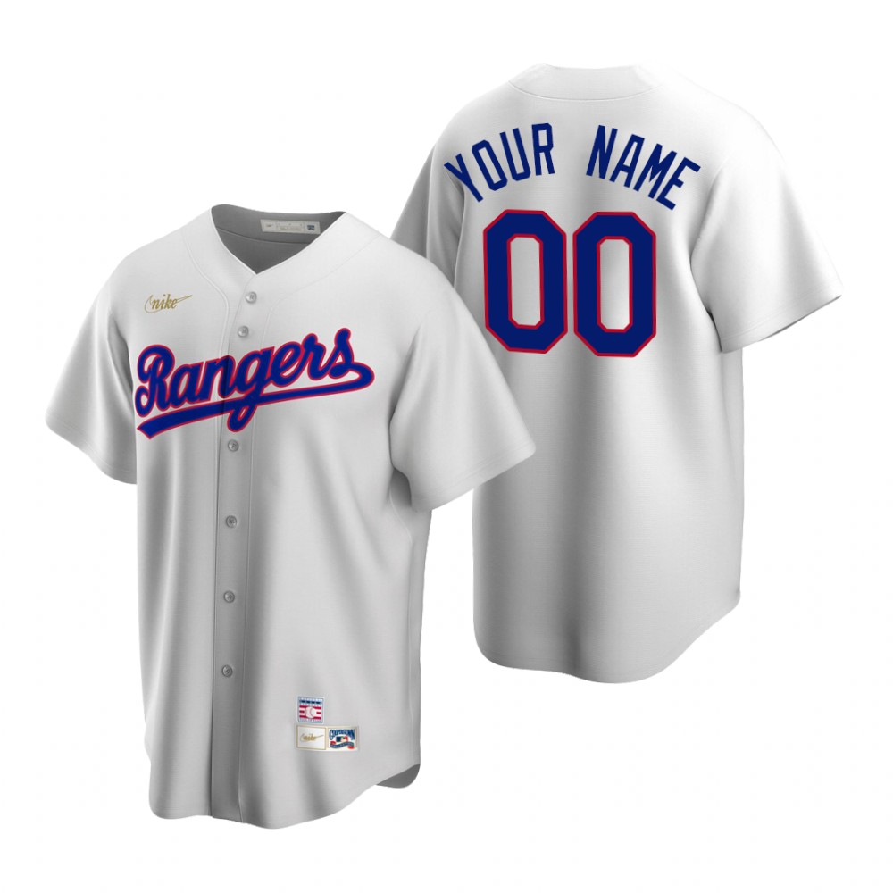 Texas Rangers Custom Nike White Cooperstown Collection Jersey