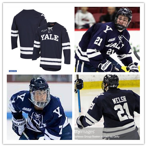 Yale Bulldogs Custom Navy Under Armour Hockey Jersey