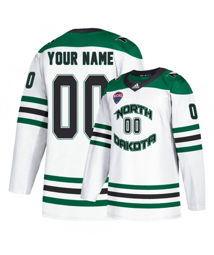 North Dakota Fighting Hawks Custom White 2020 Adidas Hockey Jersey