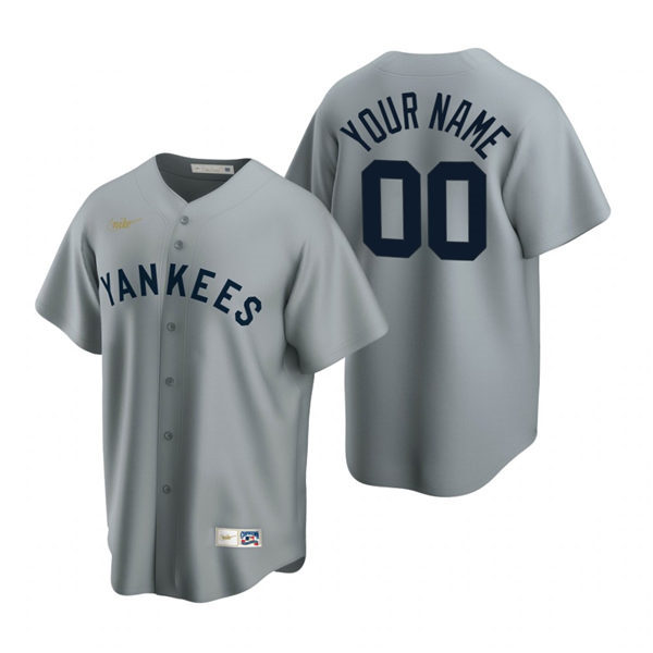 New York Yankees Custom Nike Gray Cooperstown Collection Jersey