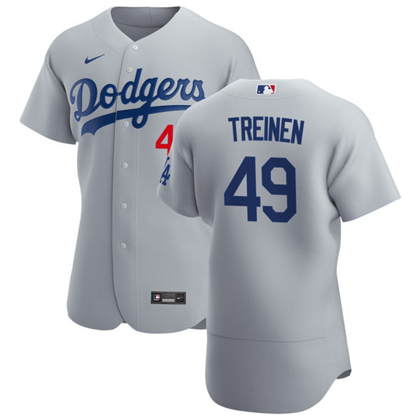 Mens Los Angeles Dodgers #49 Blake Treinen Nike Grey Road FlexBase Jersey