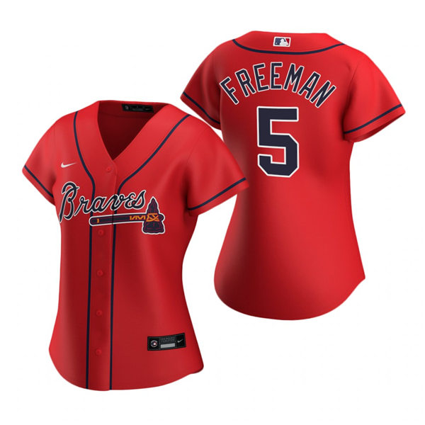 Womens Atlanta Braves #5 Freddie Freeman Nike Red Alternate Cool Base Jersey