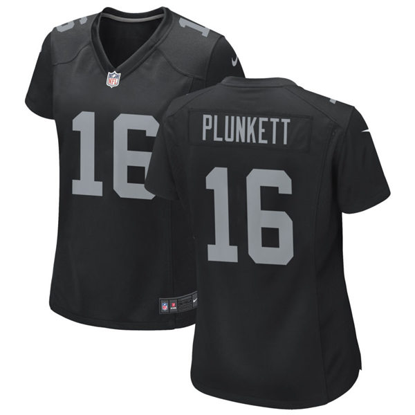 Womens Las Vegas Raiders Retired Player #16 Jim Plunkett Nike Black Vapor Limited Jersey  