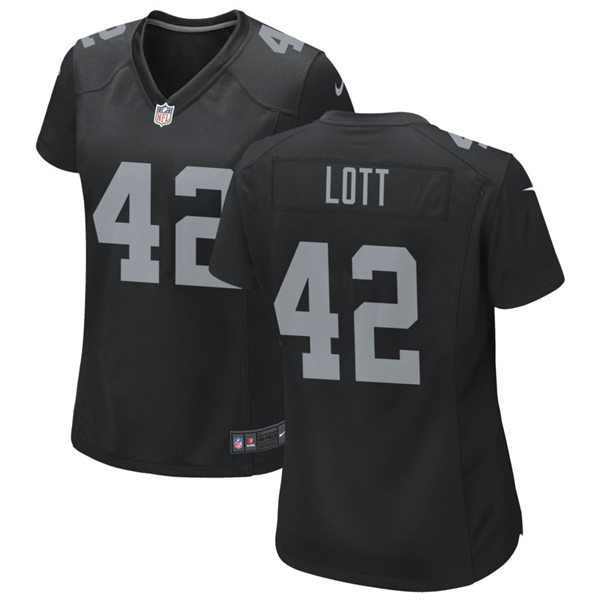 Womens Las Vegas Raiders Retired Player #42 Ronnie Lott Nike Black Vapor Limited Jersey  
