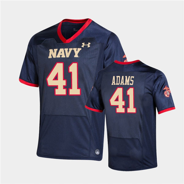 Mens Navy Midshipmen #41 Terrell Adams Under Armour Navy USMC Special Game Football Jersey