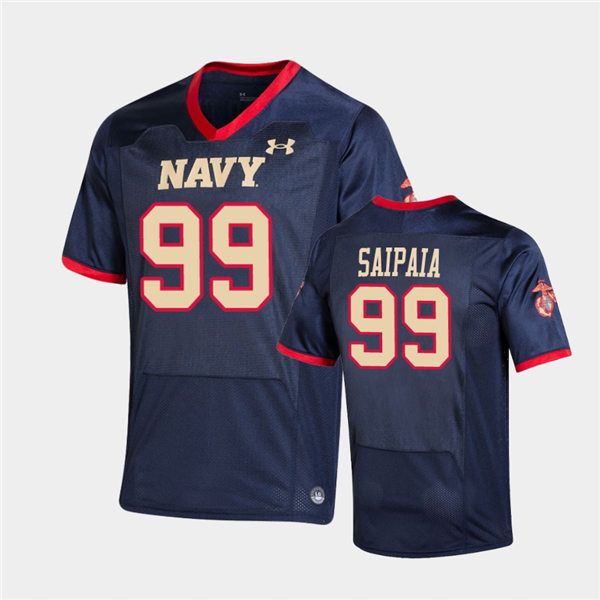 Mens Navy Midshipmen #99 Alefosio Saipaia Under Armour Navy USMC Special Game Football Jersey