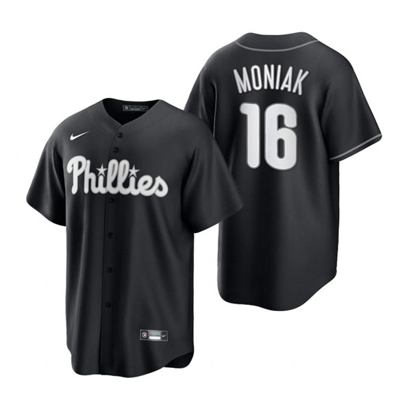 Mens Philadelphia Phillies #16 Mickey Moniak Nike 2021 Black Fashion Jersey