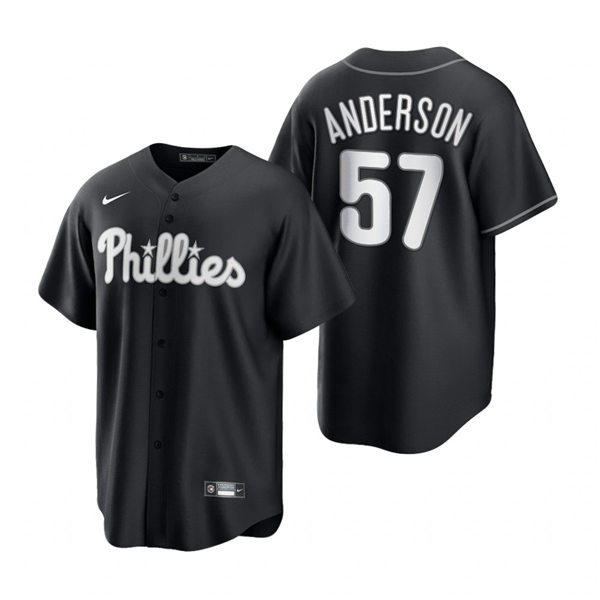 Mens Philadelphia Phillies #57 Chase Anderson Nike 2021 Black Fashion Jersey
