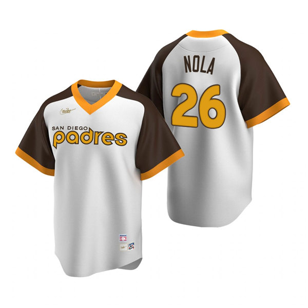 Mens San Diego Padres #26 Austin Nola Nike White Pullover Cooperstown Collection Jersey