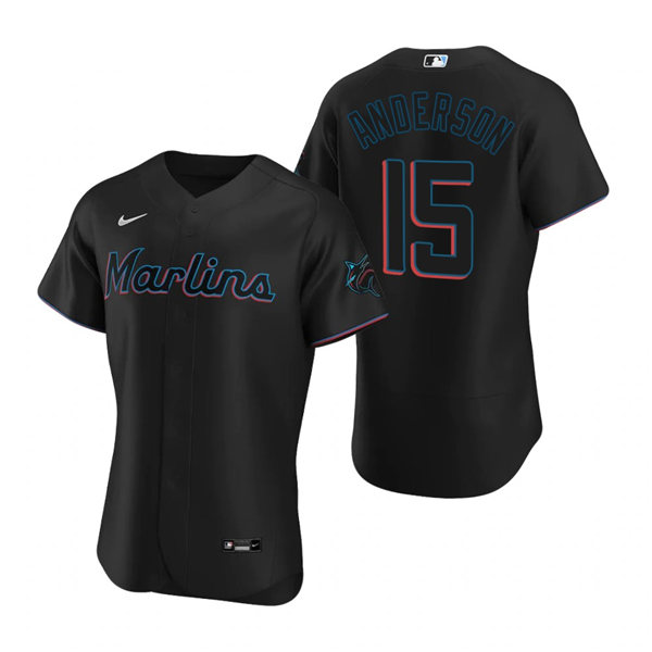 Mens Miami Marlins #15 Brian Anderson Nike Black Alternate FlexBase Player Jersey