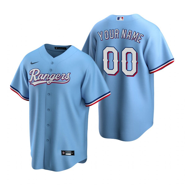 Youth Texas Rangers Custom Nike Light Blue Jersey