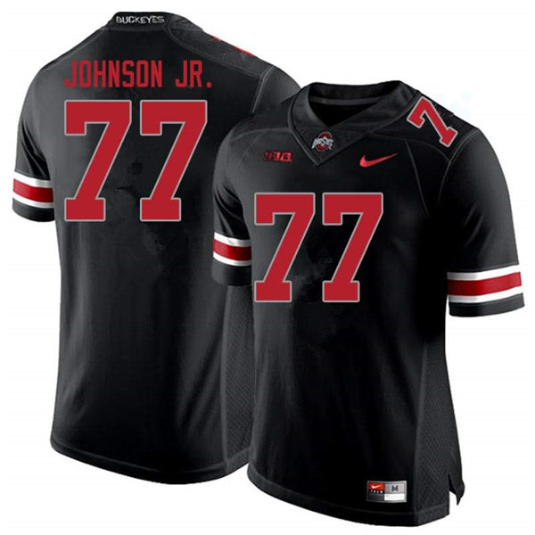 Mens Ohio State Buckeyes #77 Paris Johnson Jr. Nike Blackout College Football Game Jersey