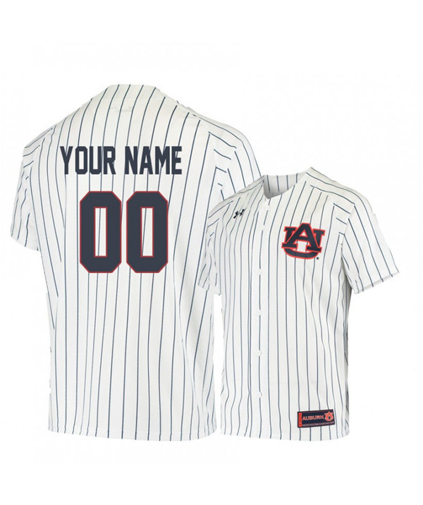 Mens Auburn Tigers Custom Dylan Ingram Terry Leach Tim Hudson Gregg Olson White Pinstripe Under Armour Baseball Jersey