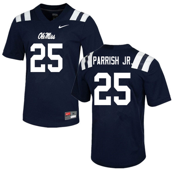 Mens Ole Miss Rebels #25 Henry Parrish Jr. Nike Navy College Football Game Jersey