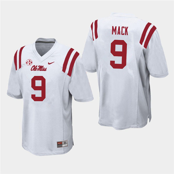 Mens Ole Miss Rebels #9 Brandon Mack Nike White College Football Game Jersey