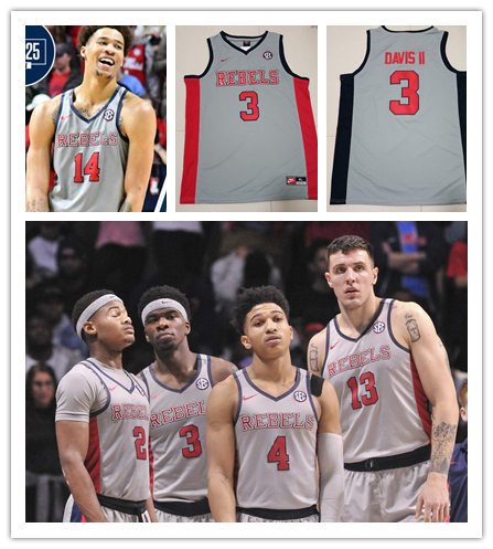  Ole Miss Rebels Custom Nike 2018 Grey Basketball Jersey