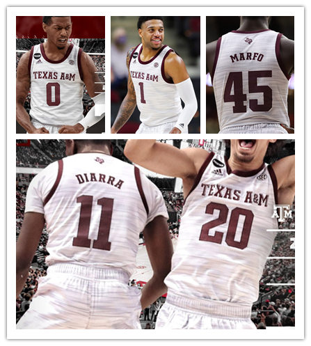 Mens Youth Texas A&M Aggies Custom Adidas 2021 White Basketball Jersey