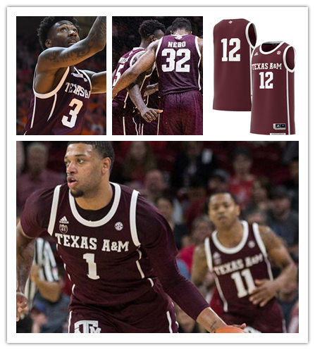 Mens Youth Texas A&M Aggies Custom Adidas 2017 Maroon With Strip Basketball Jersey