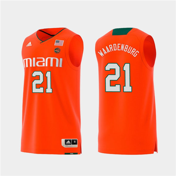 Mens Miami Hurricanes #21 Sam Waardenburg Adidas 2019 Orange College Basketball Jersey