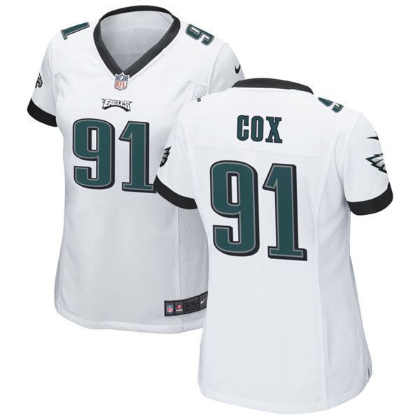 Womens Philadelphia Eagles #91 Fletcher Cox Nike White Limited Jersey 