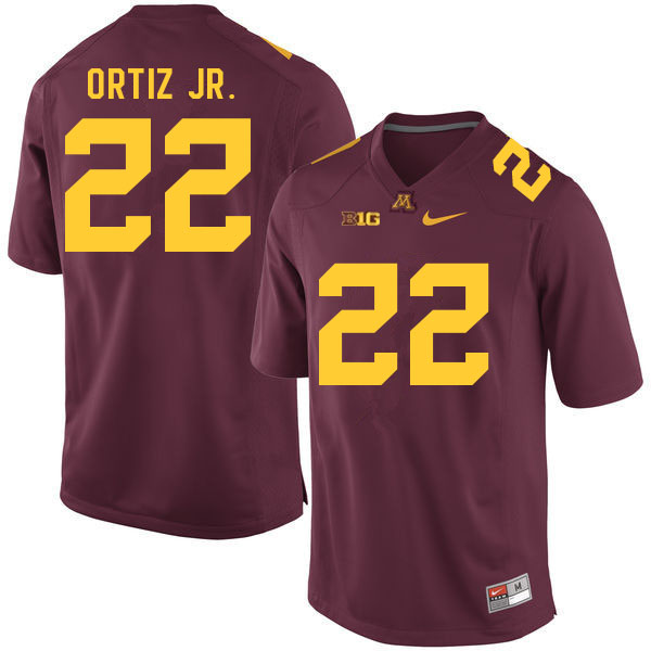 Mens Minnesota Golden Gophers #22 Steven Ortiz Jr. Nike 2018 Maroon Gold College Football Jersey