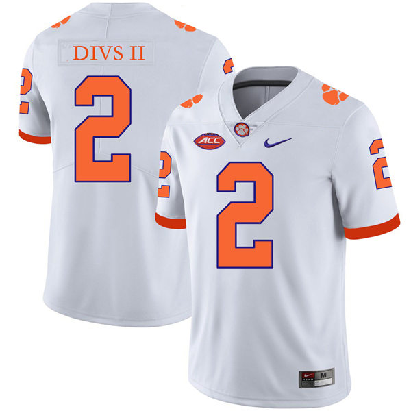 Mens Clemson Tigers #2 Fred Davis II Nike White College Football Jersey 