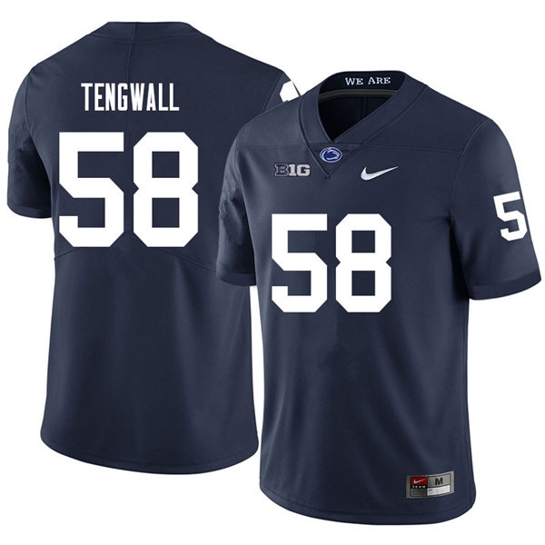 Mens Penn State Nittany Lions #58 Landon Tengwall Nike Navy with Name College Football Jersey 
