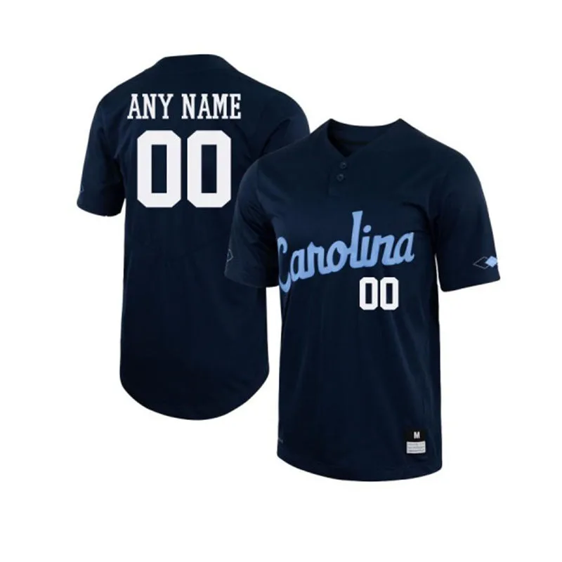 Mens Youth North Carolina Tar Heels Custom Navy Two-Button Pullover Baseball Jersey