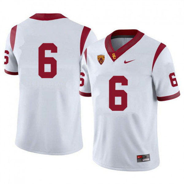 Men's USC Trojans #6 Austin Jones Nike White Without Name College Football Game Jersey