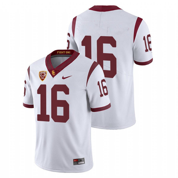 Men's USC Trojans #16 Tahj Washington Nike White Without Name College Football Game Jersey