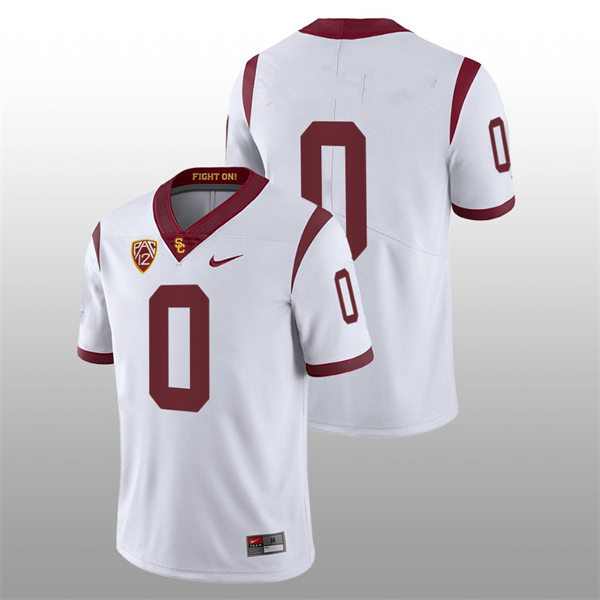 Men's USC Trojans #0 Korey Foreman Nike White Without Name College Football Game Jersey
