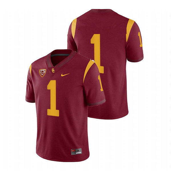 Men's USC Trojans #1 Domani Jackson Nike Cardinal Without Name College Football Game Jersey