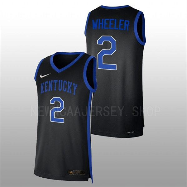 Mens Youth Kentucky Wildcats #2 Sahvir Wheeler 2022-23 College Basketball Game Jersey Black