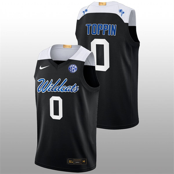 Mens Youth Kentucky Wildcats #0 Jacob Toppin 2022-23 College Basketball Bahamas Game Limted Jersey Black Alternate