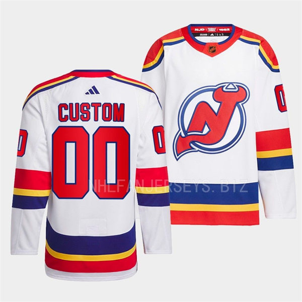 Mens New Jersey Devils Custom White 2022 Reverse Retro Primegreen Jersey