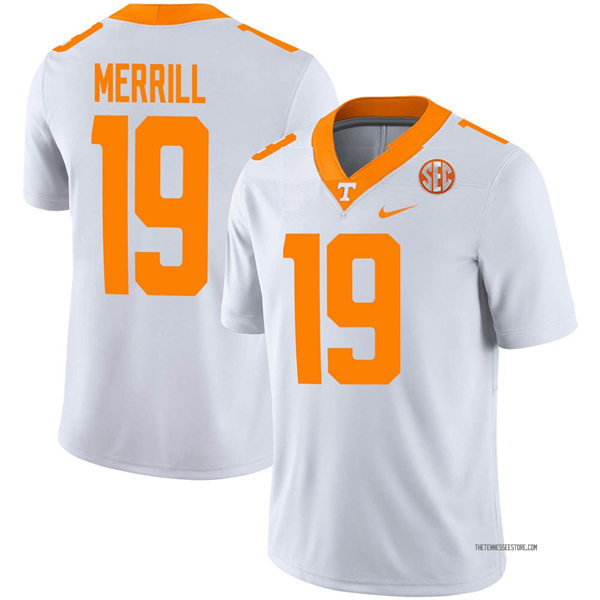 Mens Youth Tennessee Volunteers #19 Walker Merrill  Nike White College Football Game Jersey