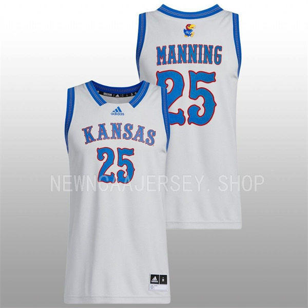 Mens Youth Kansas Jayhawks #25 Danny Manning 2022-23 Grey HEARTLAND PHOG Basketball Limited Jersey