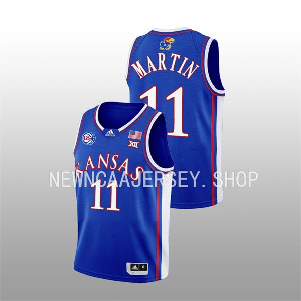 Mens Youth Kansas Jayhawks #11 Remy Martin 2022-23 Royal 125TH Anniversary Basketball Jersey