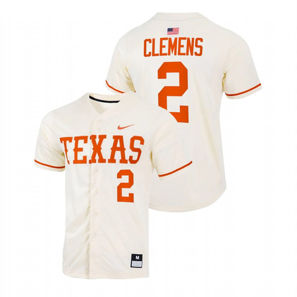 Mens Youth Texas Longhorns #2 Kody Clemens Natural Replic College Baseball Limited Jersey