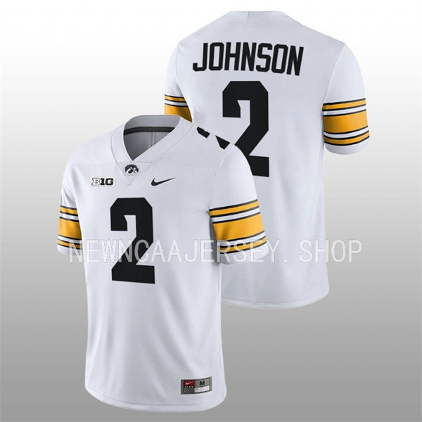 Iowa Hawkeyes #2 Kaleb Johnson Nike White College Football Game Jersey